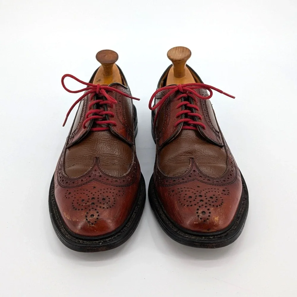 Dexter Mens Vintage Wingtip Longwing Blucher Two Tone Brown Leather Shoes 11 E